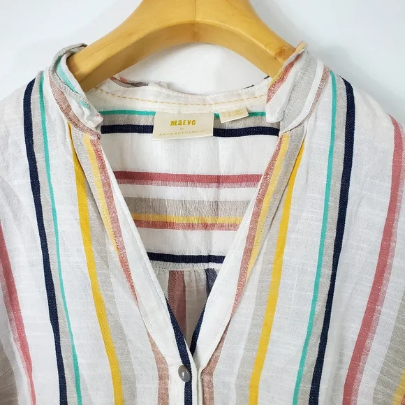 Maeve Anthropologie Colorful Striped Top Blouse - Picture 3 of 10